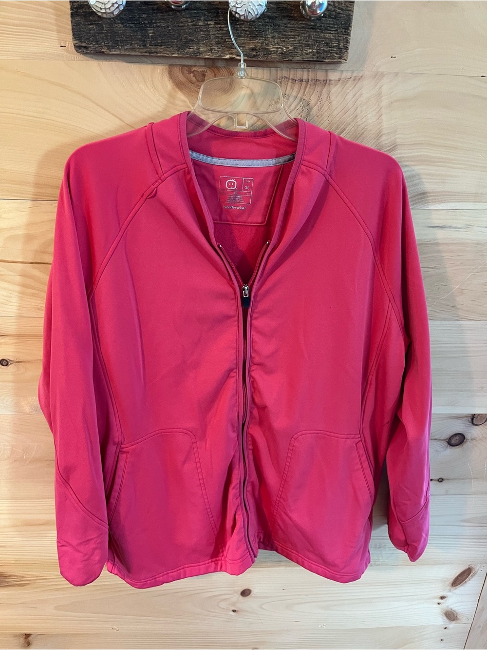 WonderWink Women's Hot Pink Zip-Up Jacket Size XL